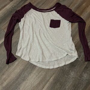 Nollie Gray and Burgundy Long Sleeve Tee